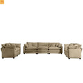 Sofa Set Corduroy Tan Deep Seat 7-Seat 2-Piece Retro Modern