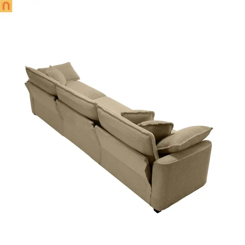 Sofa Set Corduroy Tan Deep Seat 7-Seat 2-Piece Retro Modern