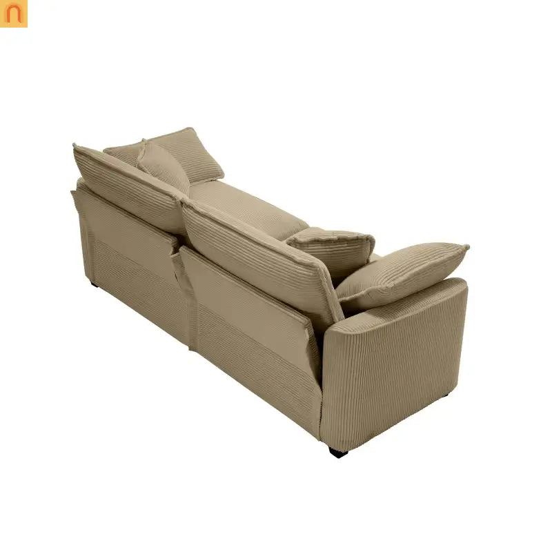 Sofa Set Corduroy Tan Deep Seat 7-Seat 2-Piece Retro Modern