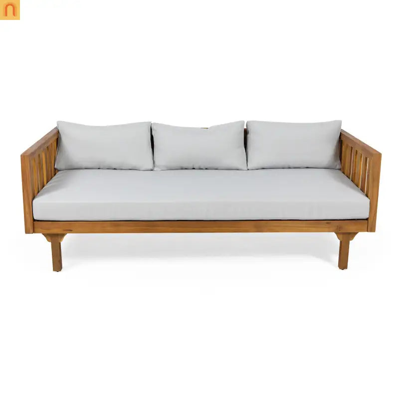 Outdoor Patio Set Acacia Wood Teak Water-Resistant Cushions