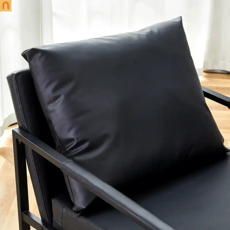 Chair Modern Industrial PU Leather Black Metal Frame 27in