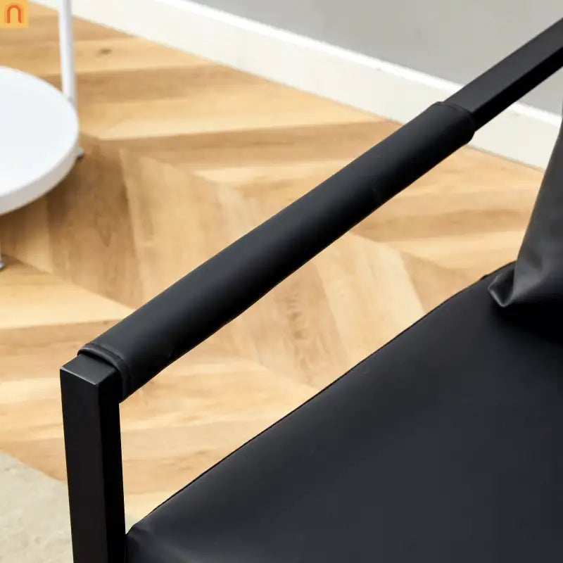 Chair Modern Industrial PU Leather Black Metal Frame 27in