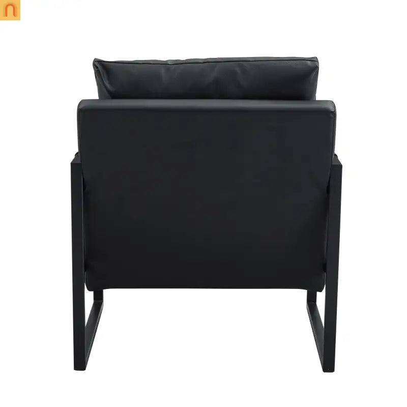 Chair Modern Industrial PU Leather Black Metal Frame 27in