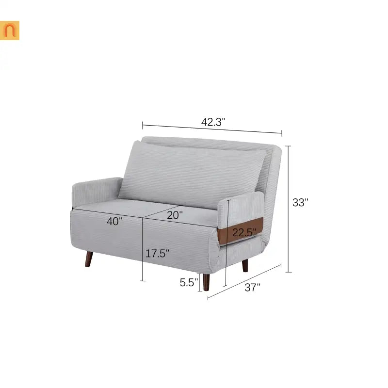 3-in-1 Convertible Sofa Bed Light Gray Polyester