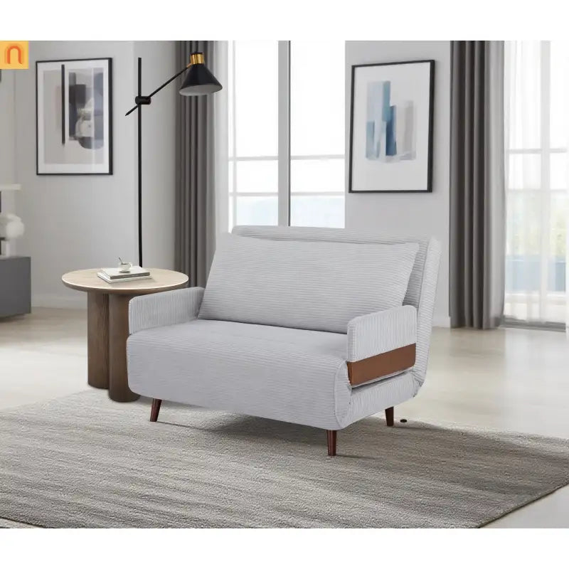3-in-1 Convertible Sofa Bed Light Gray Polyester