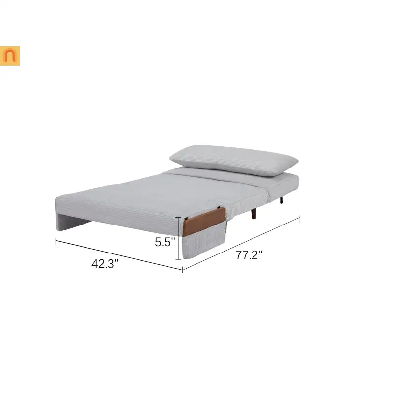 3-in-1 Convertible Sofa Bed Light Gray Polyester