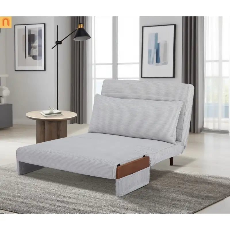 3-in-1 Convertible Sofa Bed Light Gray Polyester