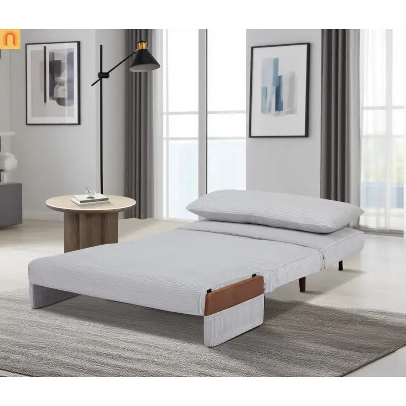 3-in-1 Convertible Sofa Bed Light Gray Polyester