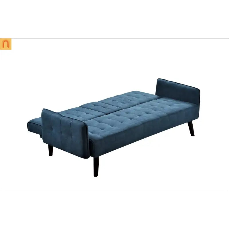 Sofa Convertible Linen Blue 72in Drop-Down Table Cup Holder 250 lb