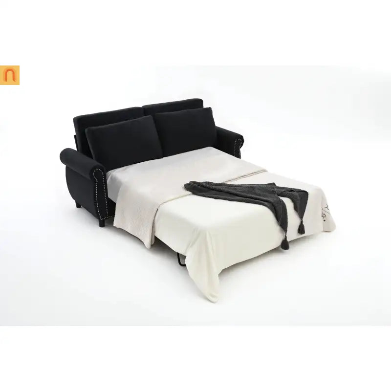 Mattress Memory Foam 3in Pull-Out Sofa Bed Dark Gray Linen Queen