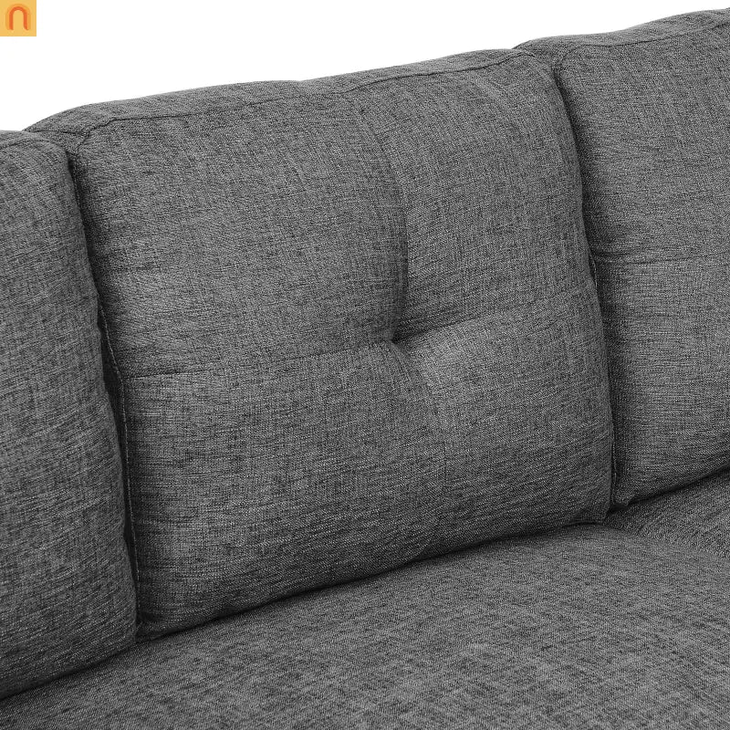 Sofa Sectional Polyester Gray Pull-Out Sleeper 76in Chaise Storage