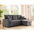 Sofa Sectional Polyester Gray Pull-Out Sleeper 76in Chaise Storage