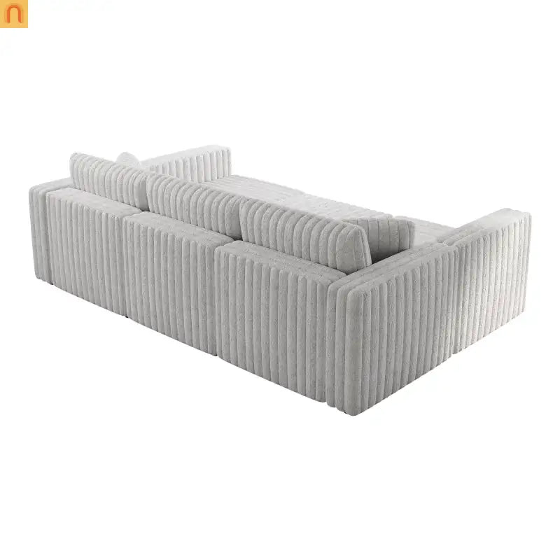 Sofa Modular Microfiber Light Gray 6-Seat Hydraulic Ottoman