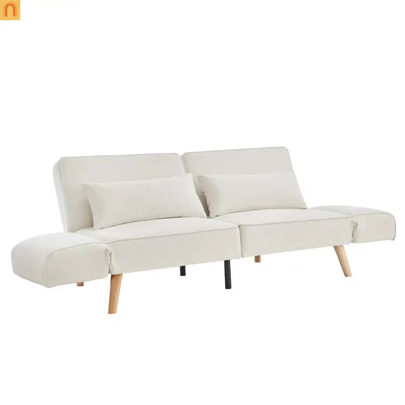 Sofa Convertible Velvet Beige 3-Seat Splitback 600 lb 72in