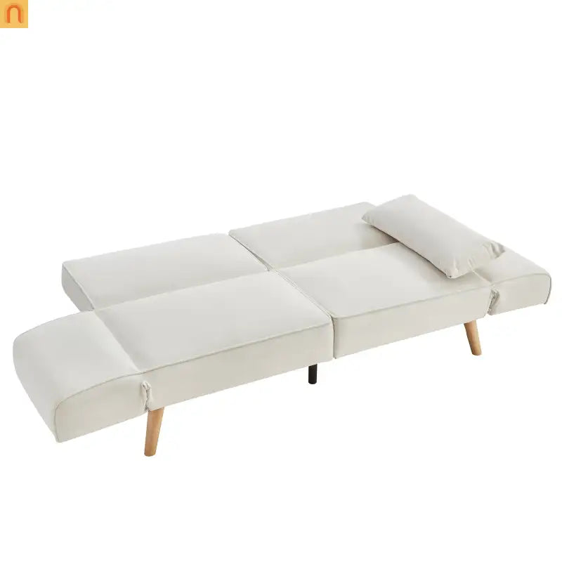 Sofa Convertible Velvet Beige 3-Seat Splitback 600 lb 72in