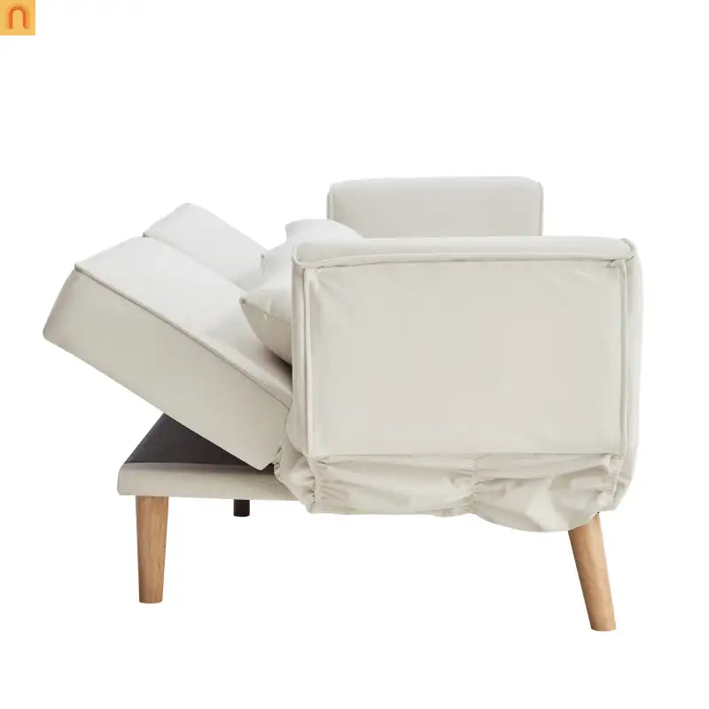 Sofa Convertible Velvet Beige 3-Seat Splitback 600 lb 72in