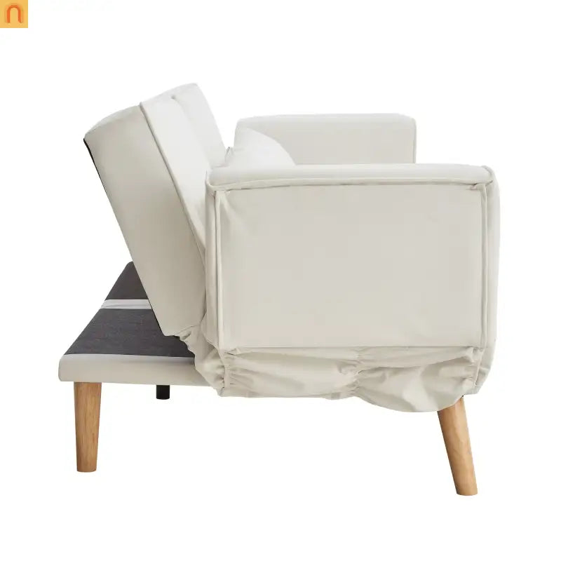 Sofa Convertible Velvet Beige 3-Seat Splitback 600 lb 72in