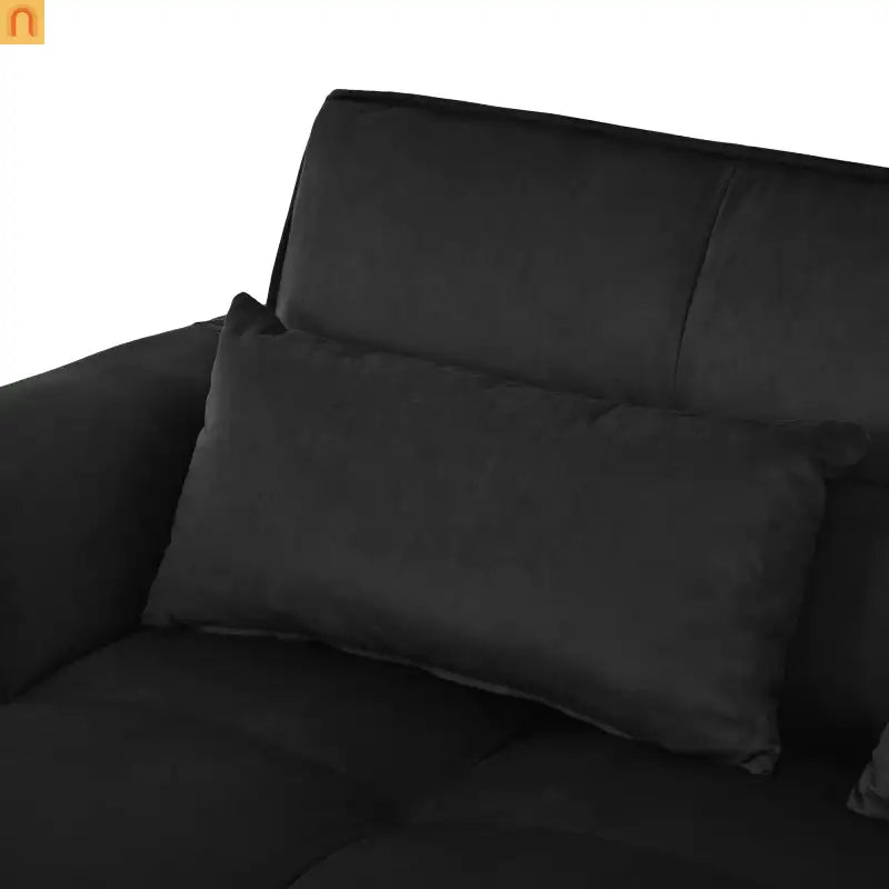 Sofa Bed Velvet Black 3-in-1 Convertible Recliner 500 lb 58in