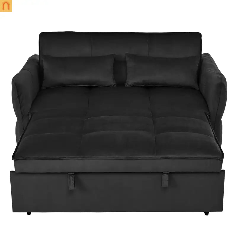 Sofa Bed Velvet Black 3-in-1 Convertible Recliner 500 lb 58in