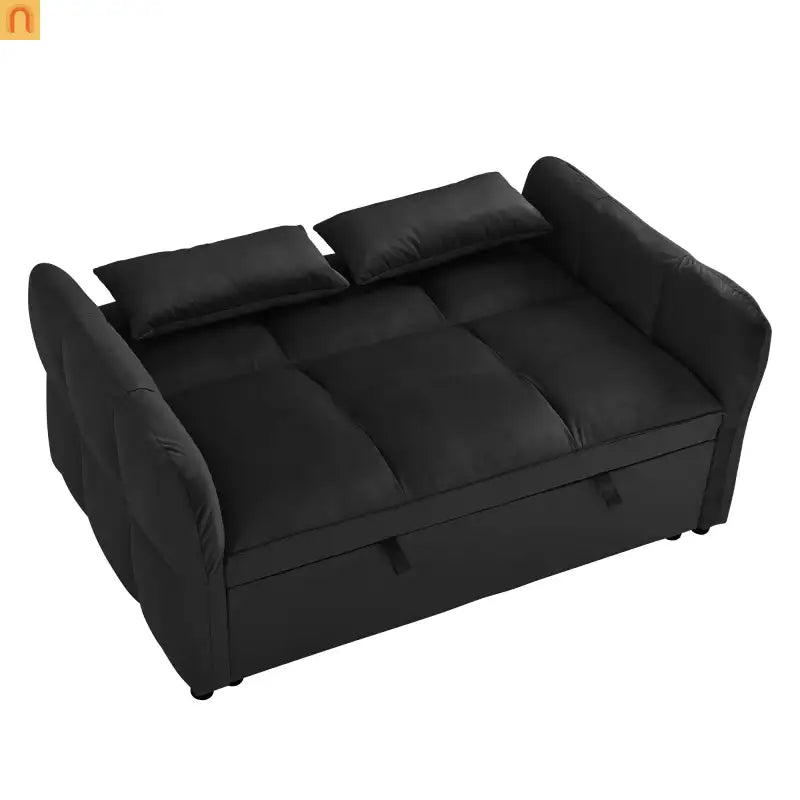 Sofa Bed Velvet Black 3-in-1 Convertible Recliner 500 lb 58in