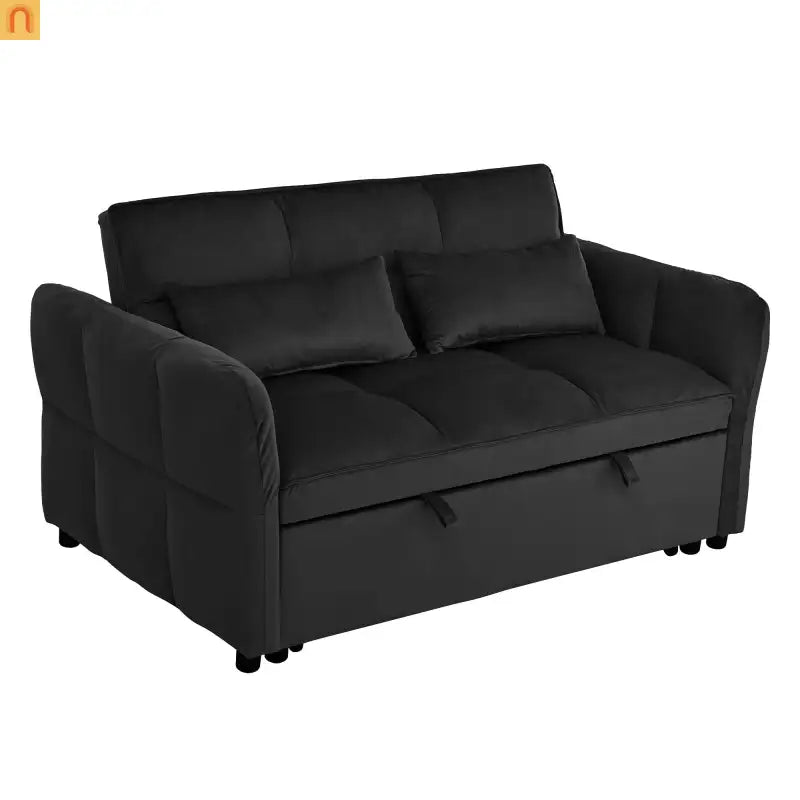 Sofa Bed Velvet Black 3-in-1 Convertible Recliner 500 lb 58in