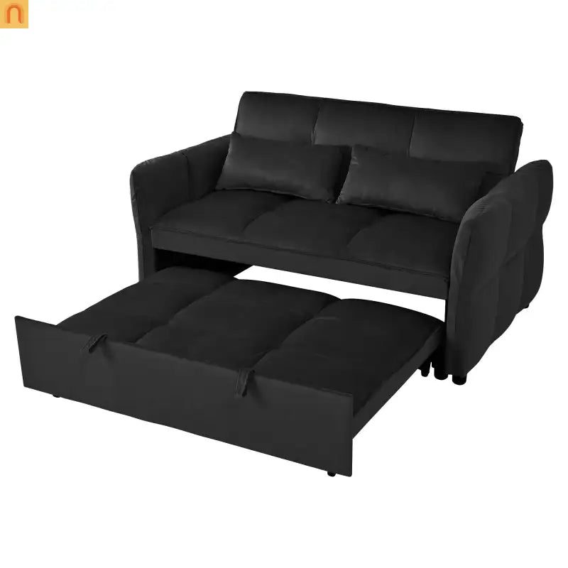Sofa Bed Velvet Black 3-in-1 Convertible Recliner 500 lb 58in