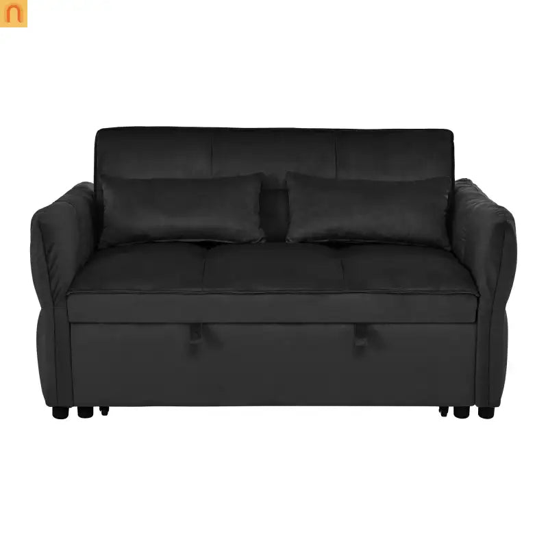 Sofa Bed Velvet Black 3-in-1 Convertible Recliner 500 lb 58in