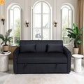 Velvet Black Pull-Out Sleeper Sofa 69in Side Pockets