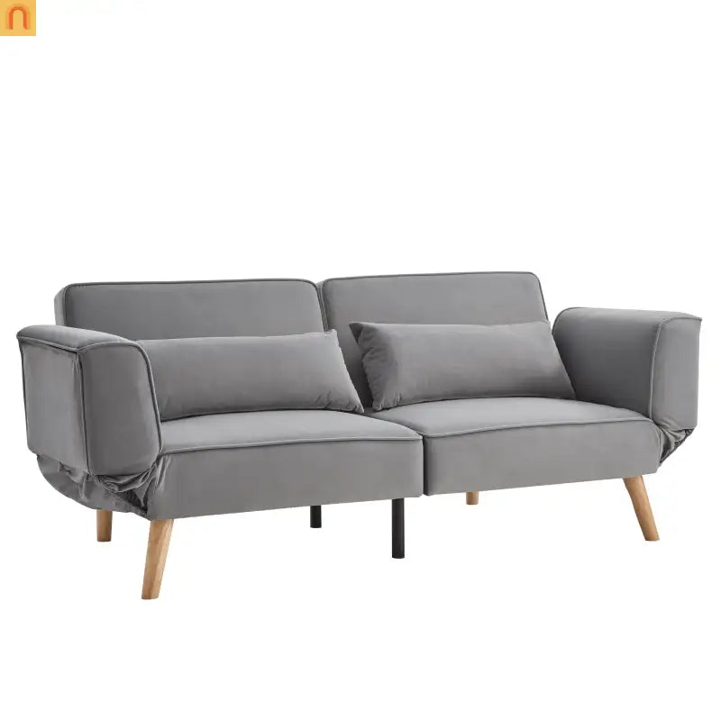 Sofa Convertible Velvet Gray 3-Seat Splitback 600 lb 72in