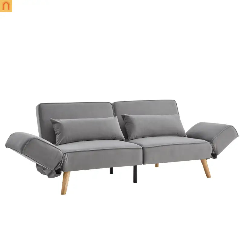 Sofa Convertible Velvet Gray 3-Seat Splitback 600 lb 72in