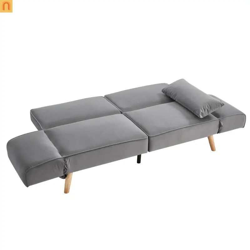 Sofa Convertible Velvet Gray 3-Seat Splitback 600 lb 72in