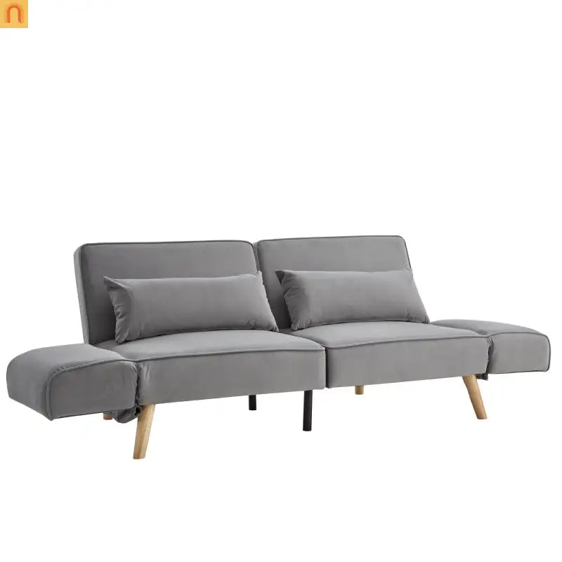 Sofa Convertible Velvet Gray 3-Seat Splitback 600 lb 72in