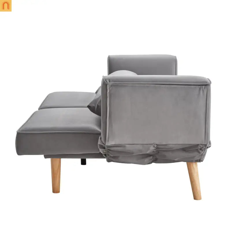 Sofa Convertible Velvet Gray 3-Seat Splitback 600 lb 72in