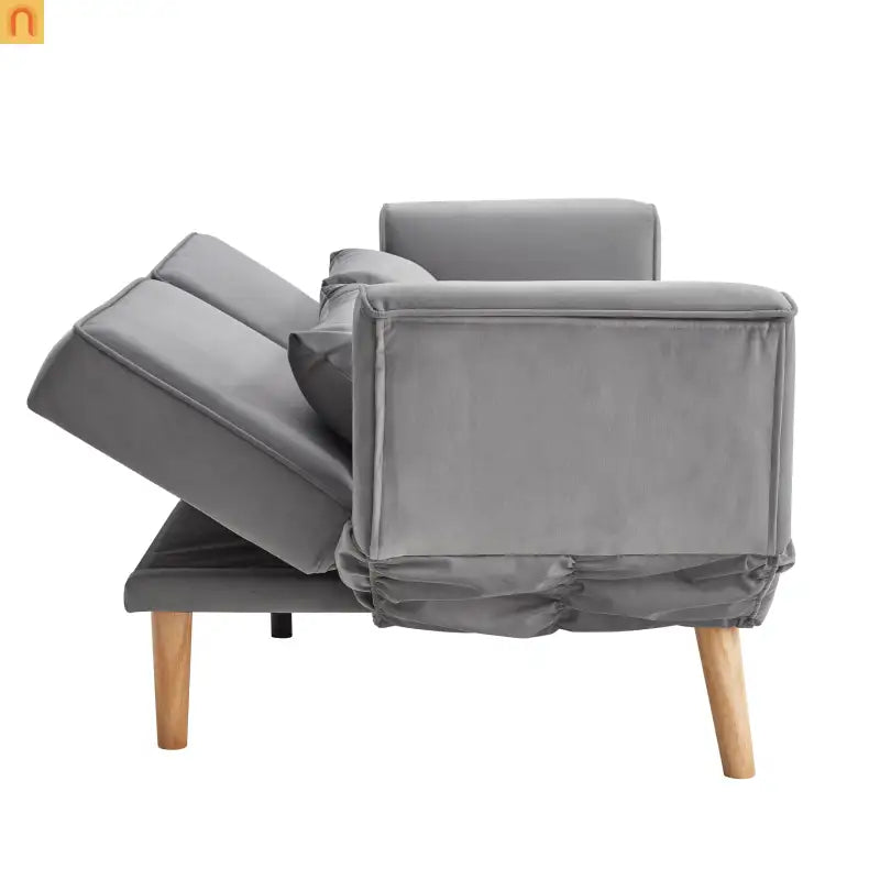 Sofa Convertible Velvet Gray 3-Seat Splitback 600 lb 72in