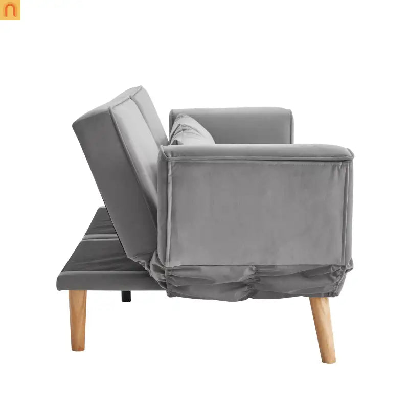 Sofa Convertible Velvet Gray 3-Seat Splitback 600 lb 72in
