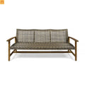 Outdoor Sofa 3-Seater Acacia Wood Wicker Natural Gray 75.5in