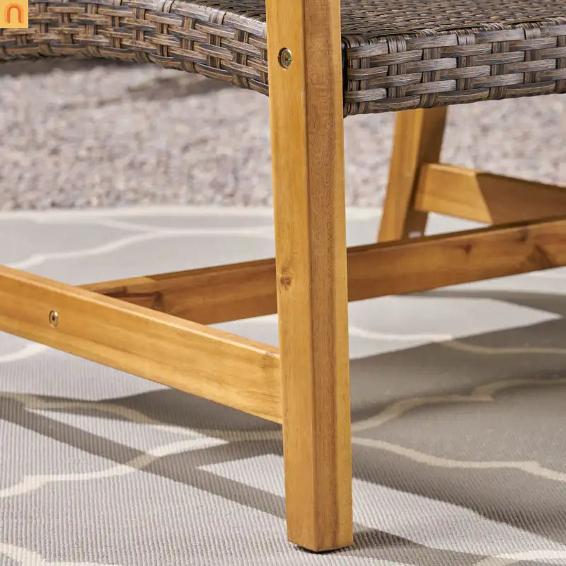 Outdoor Sofa 3-Seater Acacia Wood Wicker Natural Gray 75.5in