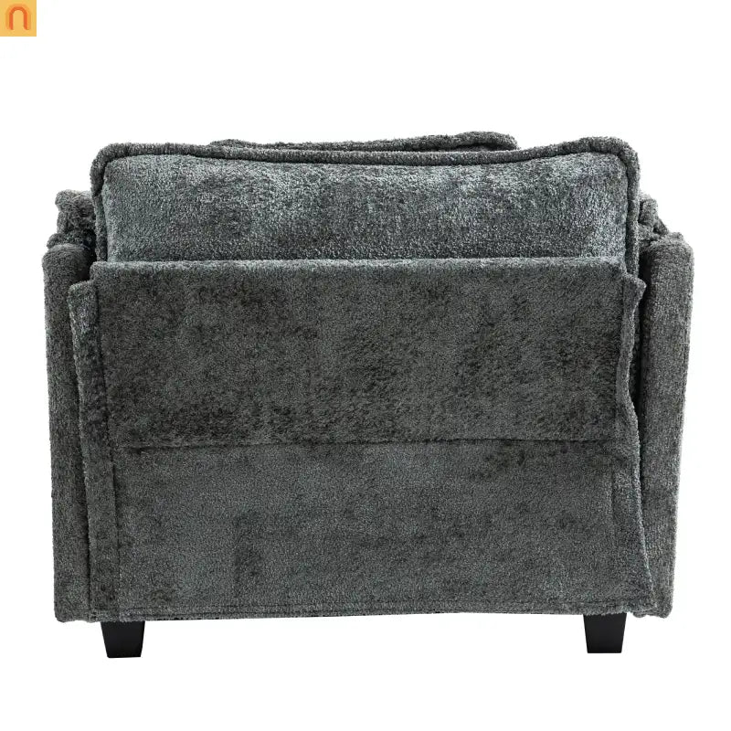 Sleeper Chair Oversized Boucle Dark Gray with Ottoman 55in Wide