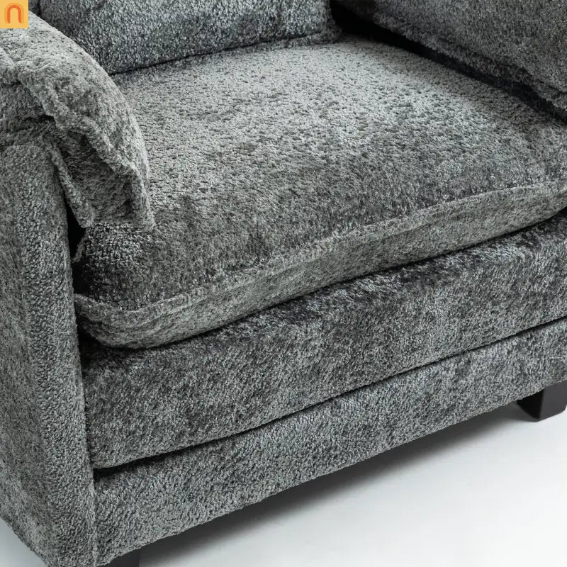 Sleeper Chair Oversized Boucle Dark Gray with Ottoman 55in Wide