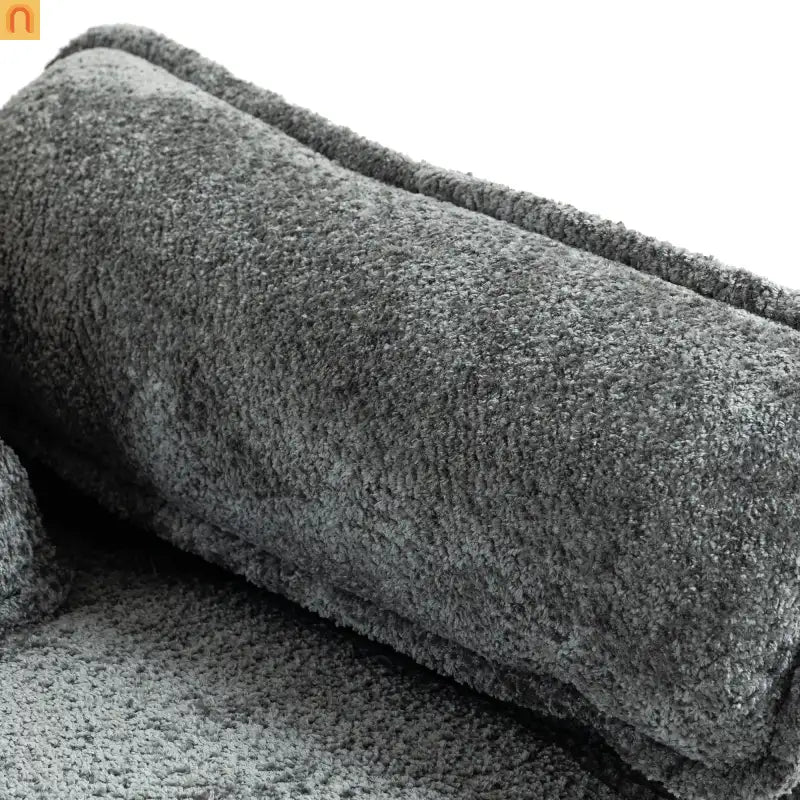 Sleeper Chair Oversized Boucle Dark Gray with Ottoman 55in Wide