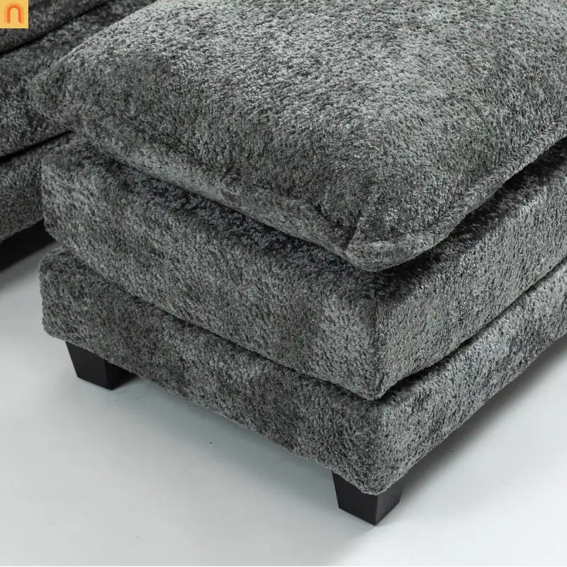 Sleeper Chair Oversized Boucle Dark Gray with Ottoman 55in Wide