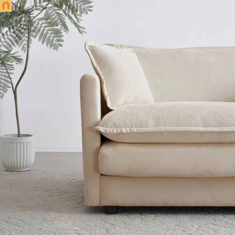 Sofa Set Modular Chenille Light Coffee 7-Seat 3-Piece