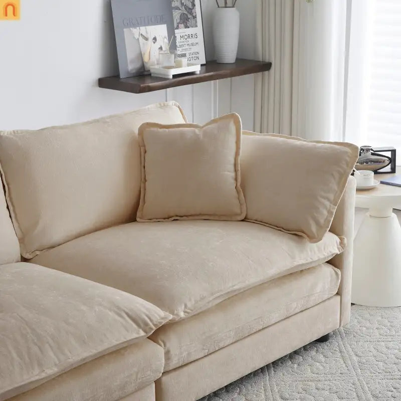 Sofa Set Modular Chenille Light Coffee 7-Seat 3-Piece
