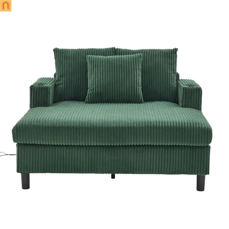 Sleeper Recliner Corduroy Emerald Oversized USB Cup Holders 56in