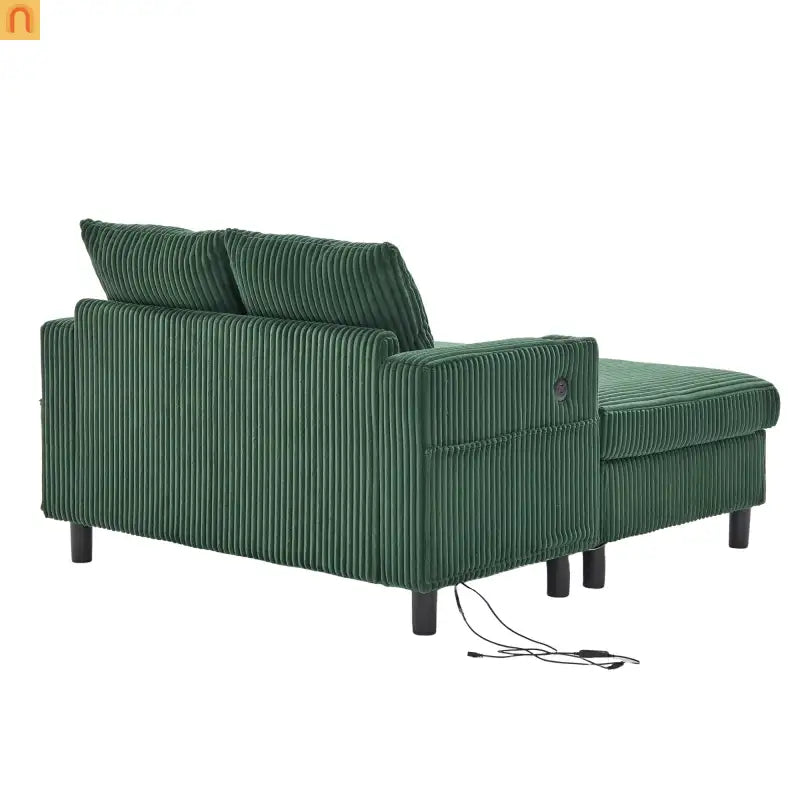 Sleeper Recliner Corduroy Emerald Oversized USB Cup Holders 56in