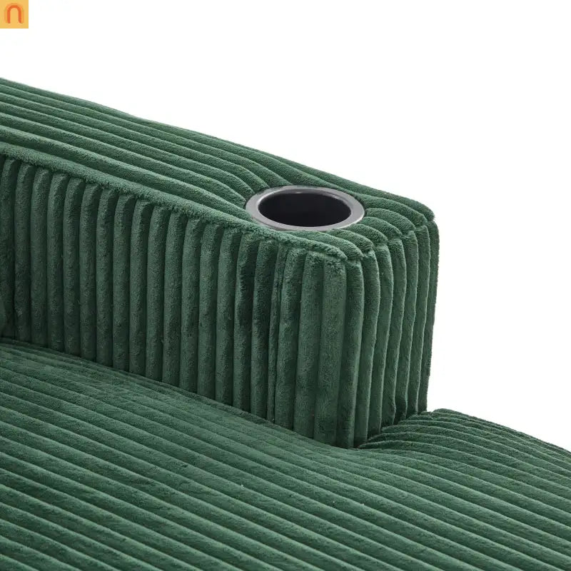 Sleeper Recliner Corduroy Emerald Oversized USB Cup Holders 56in