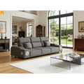 Sofa Power Recliner Light Gray Polyester Bluetooth USB 127in