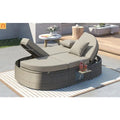 Outdoor Reclining Daybed Rattan Gray 3-Position Adjustable