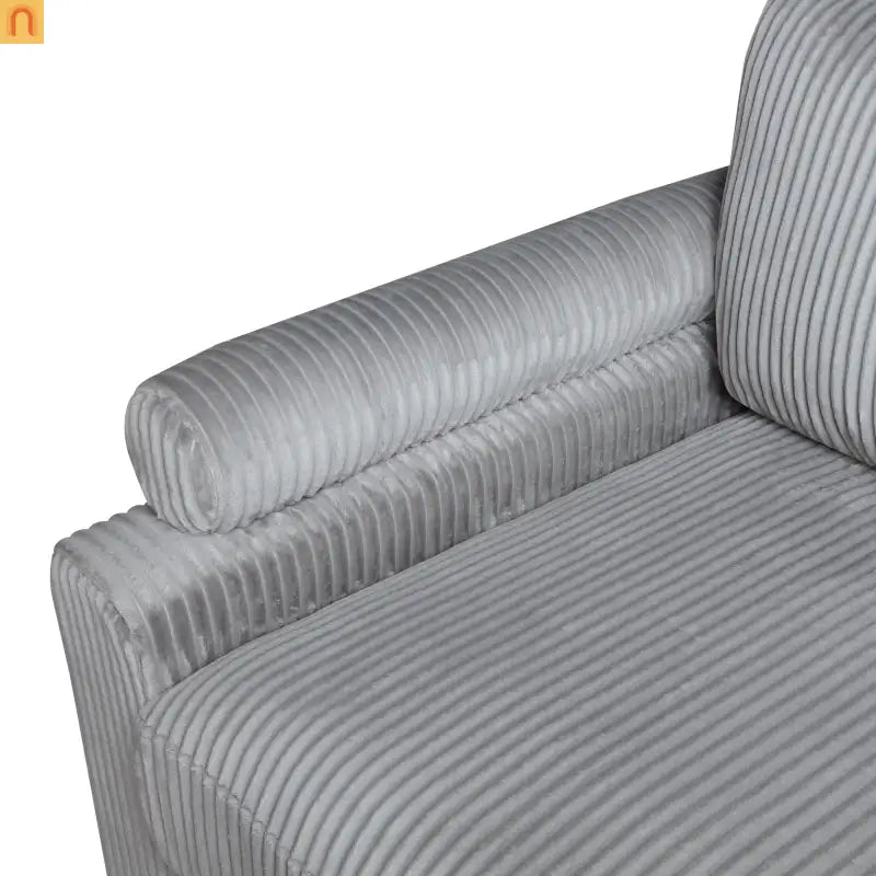 Sectional Sofa Modular Corduroy Gray 5-Seat 120in Ottoman