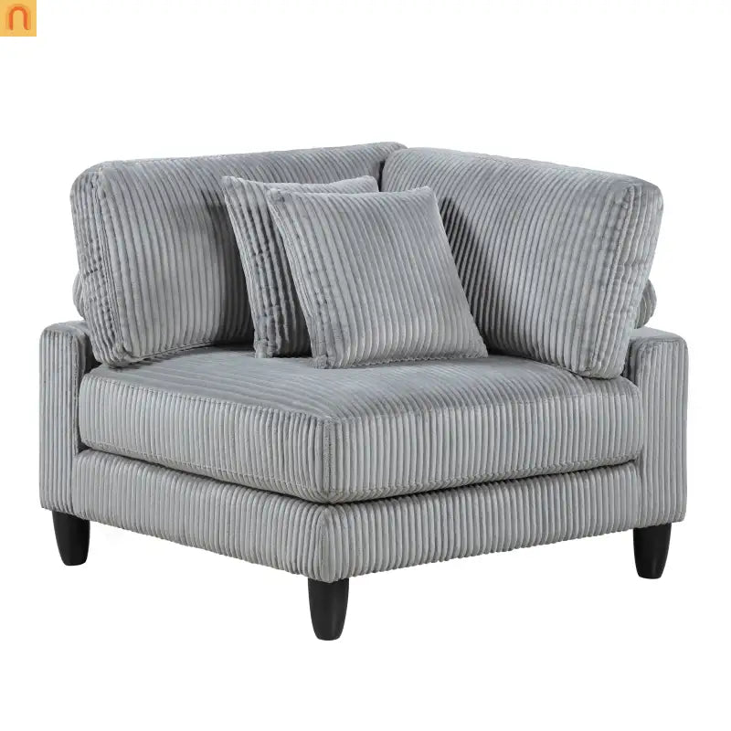 Sectional Sofa Modular Corduroy Gray 5-Seat 120in Ottoman